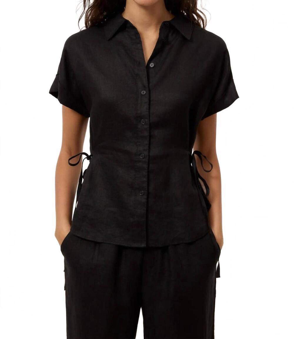 NEW CLOSED linen waisted shirt in black